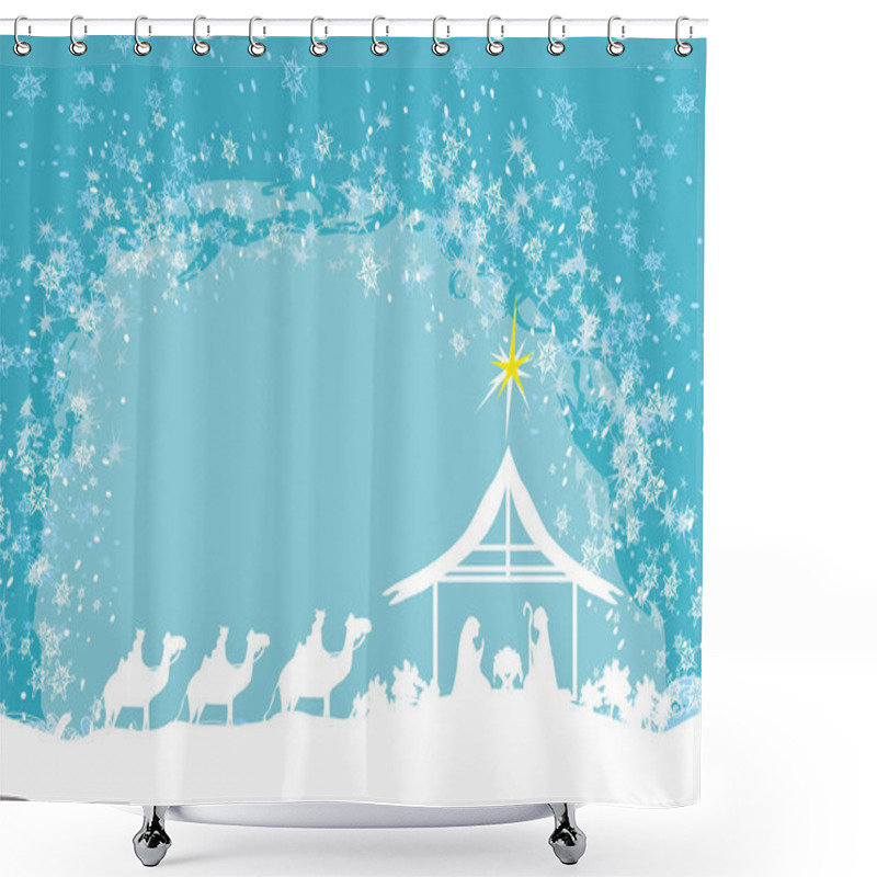 Personality  Biblical Scene - Birth Of Jesus In Bethlehem. Shower Curtains