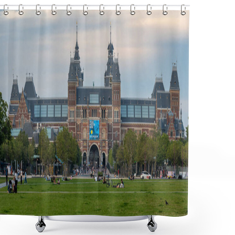 Personality  Amsterdam, The Netherlands, 18.08.2023, Panoramic View Of The Rijksmuseum, The National Museum Of The Netherlands, Seen From The Museum Square Shower Curtains