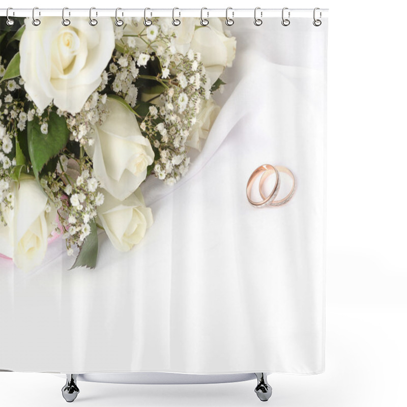 Personality  Wedding Rings And Roses Shower Curtains