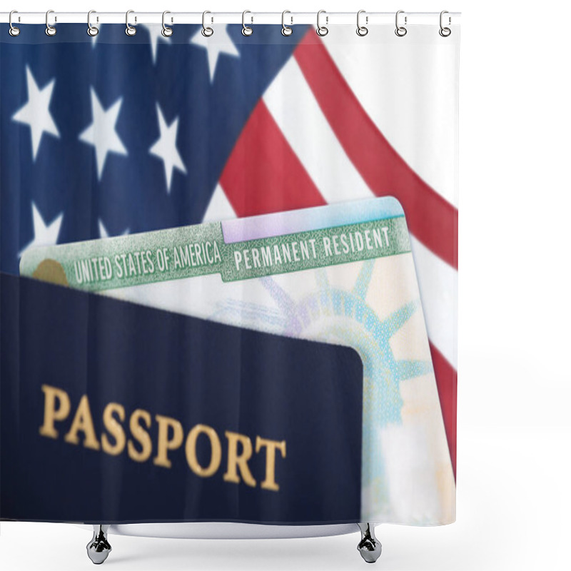 Personality  United States Resident Card, Immigration Concept Shower Curtains