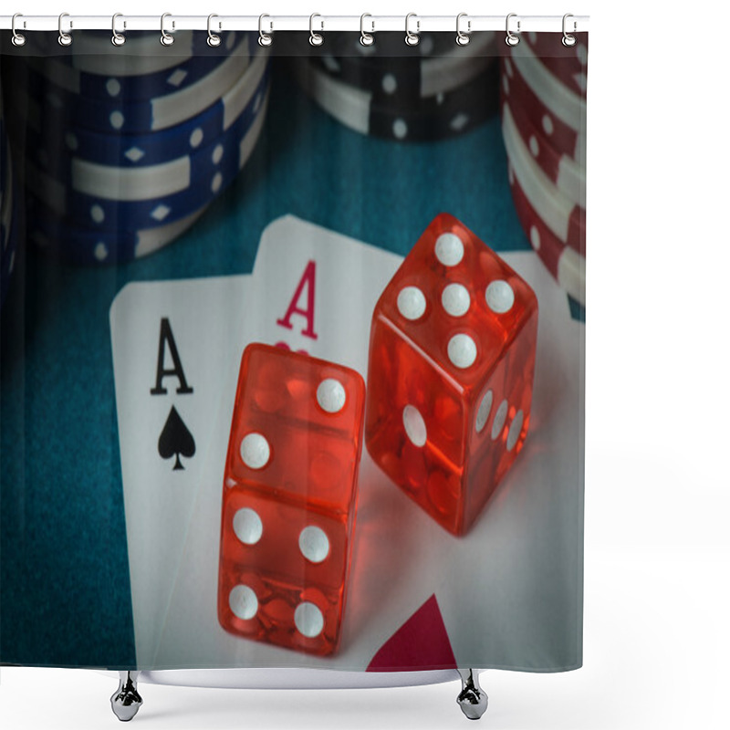 Personality  Playing Cards And Dice Shower Curtains