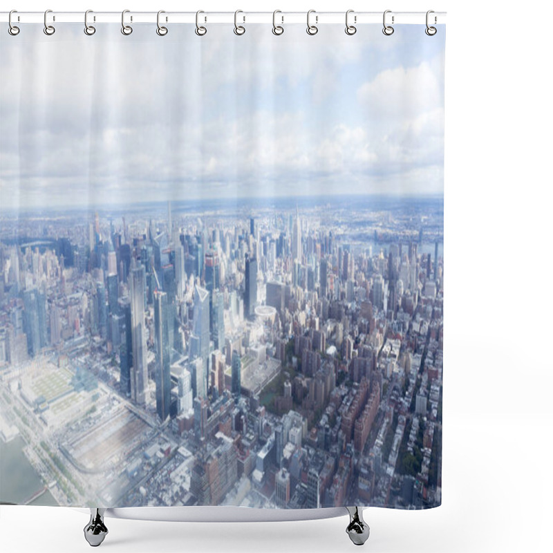 Personality  Aerial View Of New York City Skyscrapers And Cloudy Sky, Usa Shower Curtains