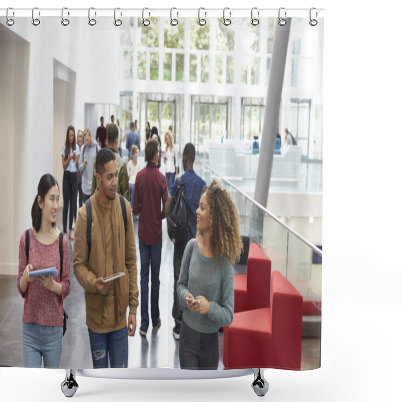 Personality  Students During Talk In University Lobby  Shower Curtains