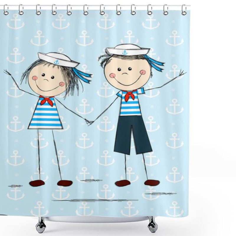 Personality  Funny Sailor Kids Shower Curtains