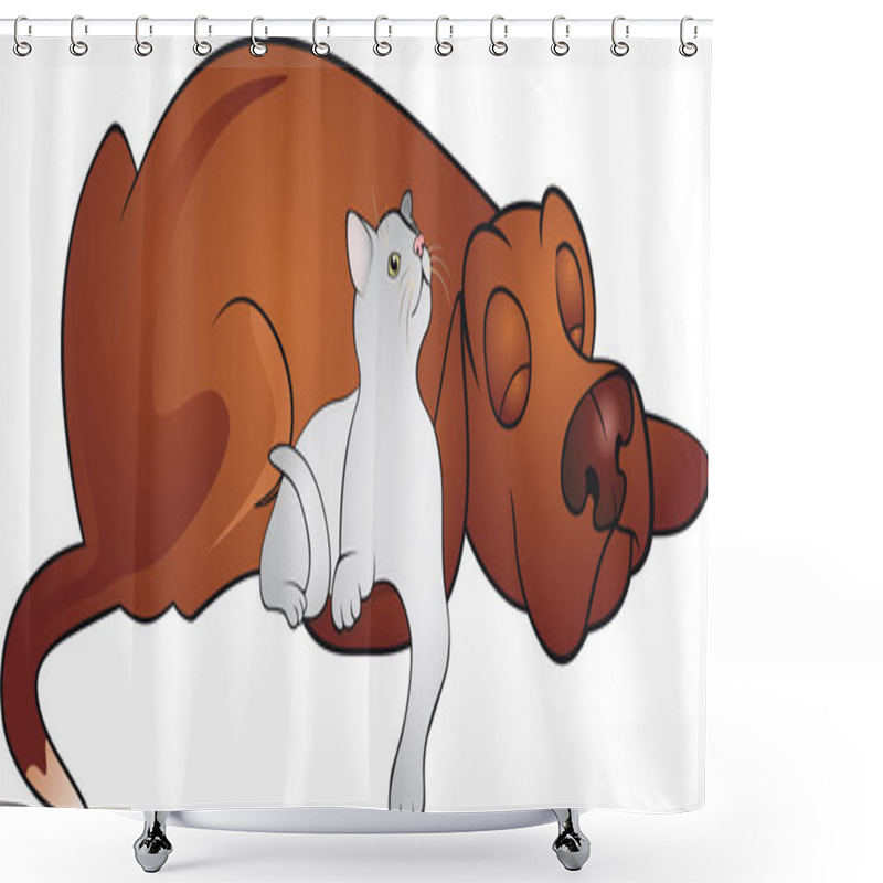 Personality  Cat And Dog Vector Shower Curtains