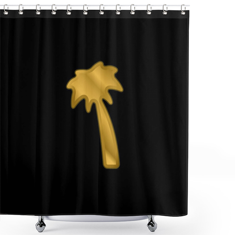 Personality  Black Palm Tree Gold Plated Metalic Icon Or Logo Vector Shower Curtains