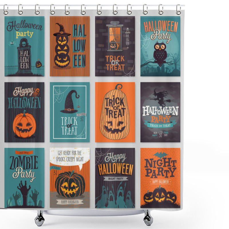 Personality  Halloween Hand Drawn Invitation Or Greeting Cards Set. Shower Curtains