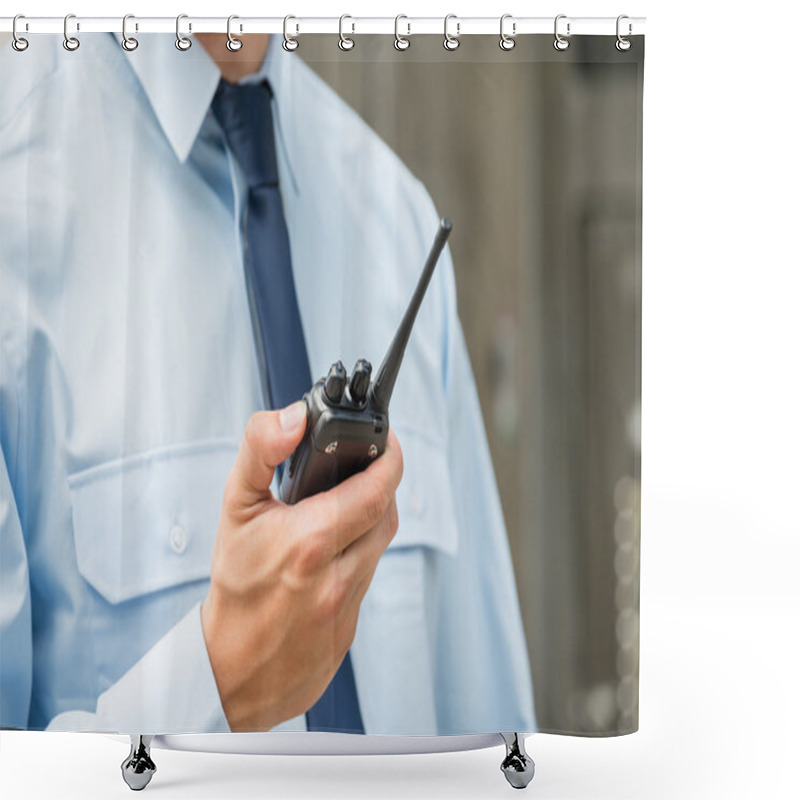 Personality  Security Guard Holding Walkie-talkie Shower Curtains