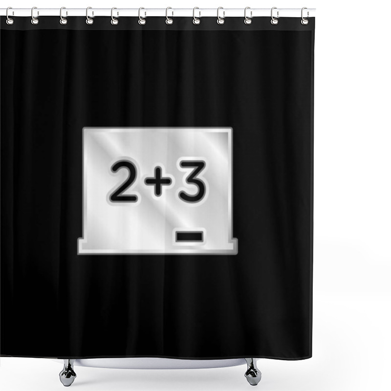 Personality  Blackboard With Mathematical Basic Calculations Silver Plated Metallic Icon Shower Curtains