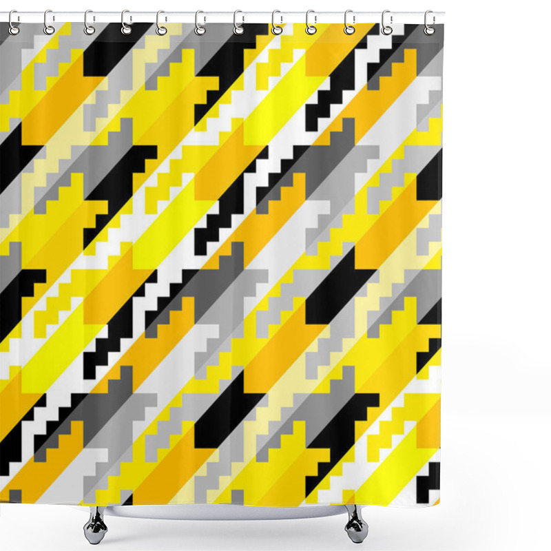 Personality  Classic Hounds-tooth Pattern In A Patchwork Collage Style. Shower Curtains