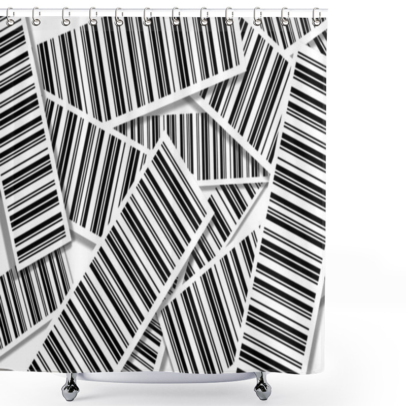 Personality  Barcode Abstract Art Design Using Overlapping Stripes In Black And White Colors. Used As A Background Poster For Any Bar Code Related Concept Like Global Security, Tracking, Scanning And Encryption. Shower Curtains