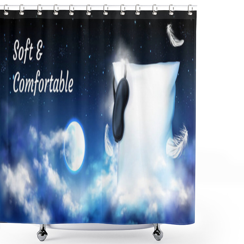 Personality  Pillow With Blindfold In Night Sky With Full Moon Shower Curtains