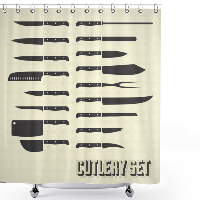 Personality  Vector Set: Kitchen Knives And Cutlery Shower Curtains