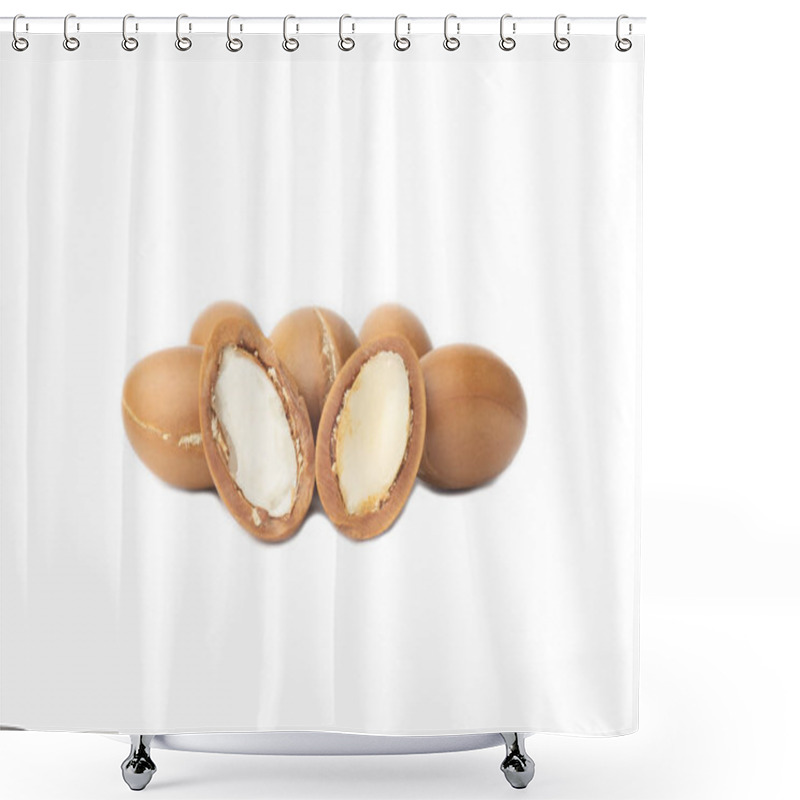 Personality  ARGAN SEEDS Isolated On A White Background. Argan Oil And Argan Nuts Concept Shower Curtains