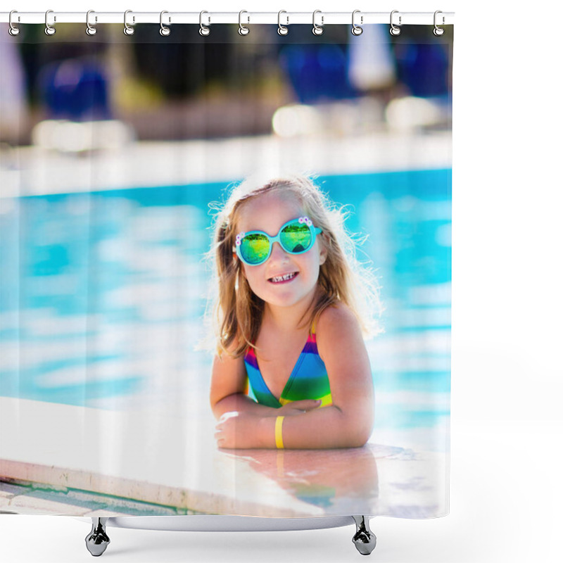 Personality  Child In Swimming Pool On Summer Vacation Shower Curtains