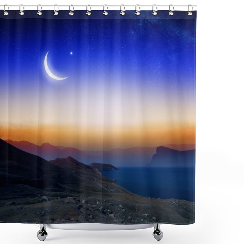 Personality  Moon, Stars And Moutains Shower Curtains