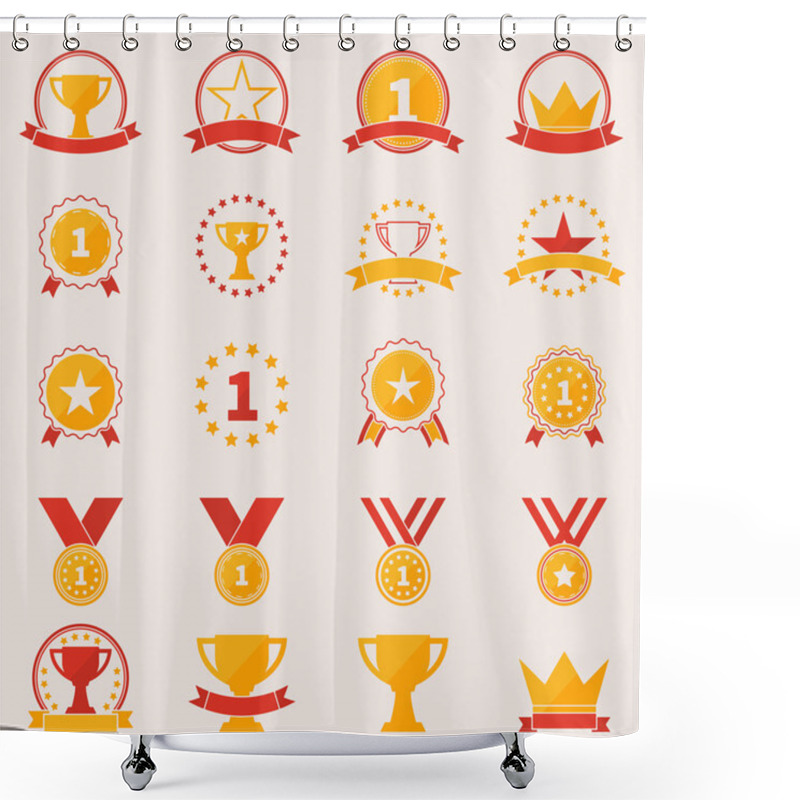 Personality  Set Of Awards And Victory Icons Shower Curtains