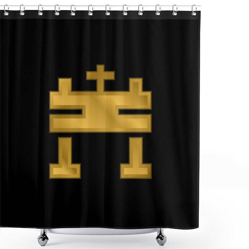 Personality  Altar Gold Plated Metalic Icon Or Logo Vector Shower Curtains