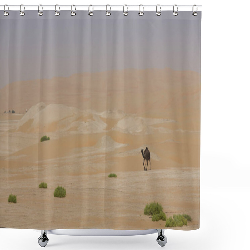 Personality  Camel In Liwa Desert Shower Curtains