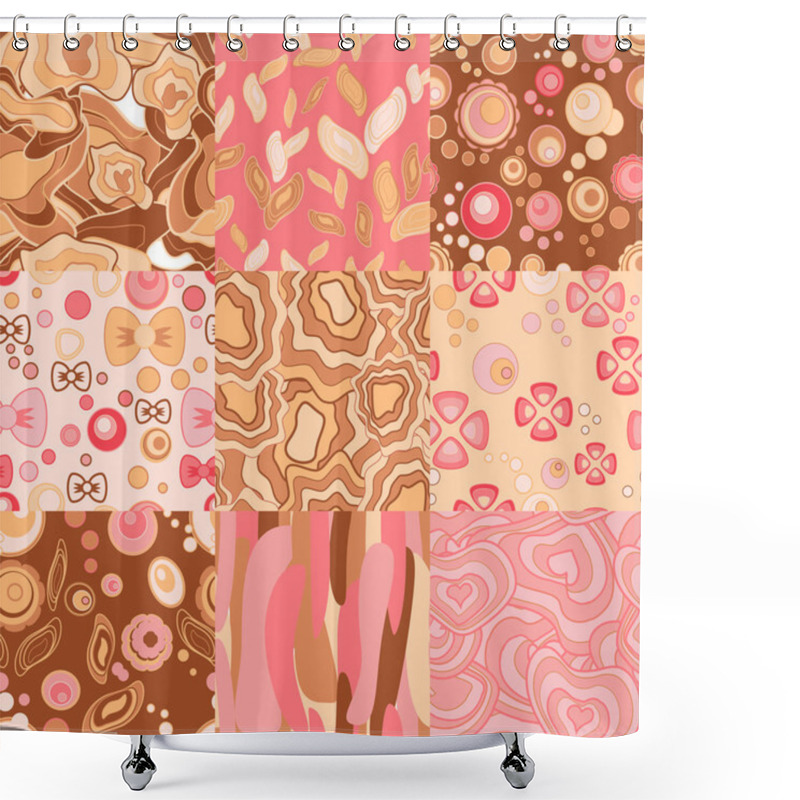 Personality  Set Of Nine Wrap-paper Seamless Patterns Shower Curtains