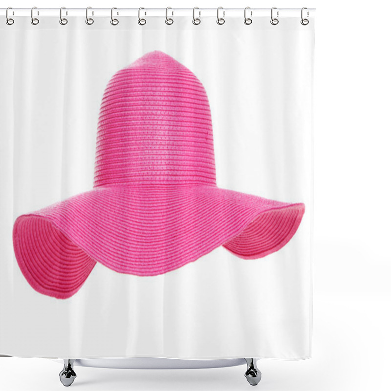 Personality  Summer Beach Hat Isolated On White Background Shower Curtains