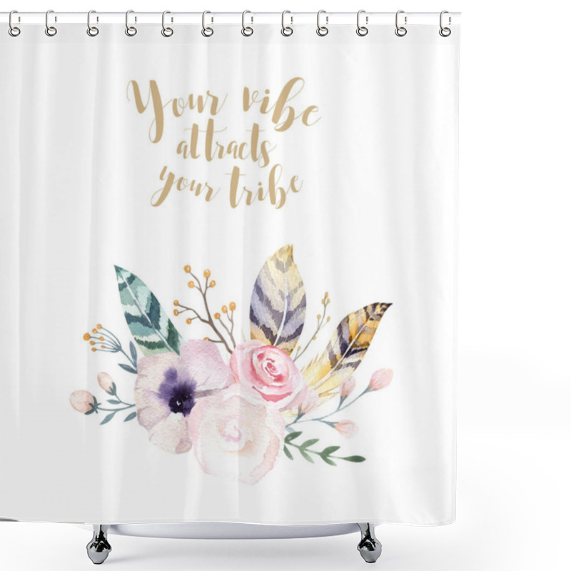 Personality  Illustration With Leaves, Branches, Flowers Shower Curtains