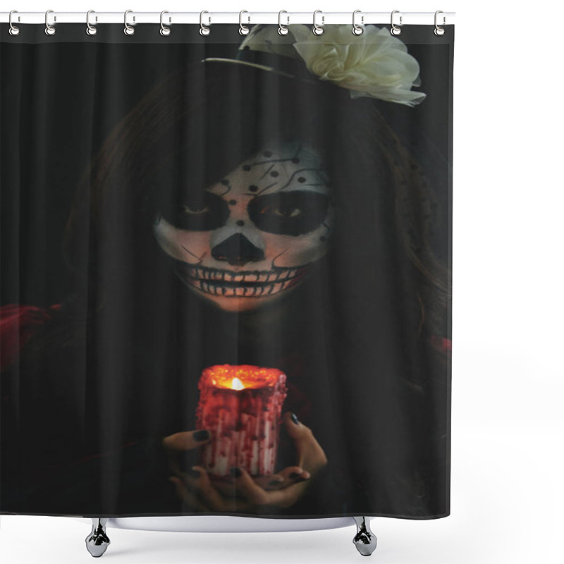 Personality  Scary Girl In Halloween Costume Shower Curtains