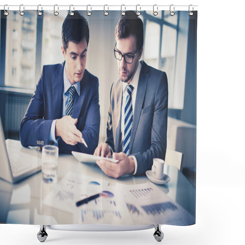 Personality  Two Young Businessmen Shower Curtains