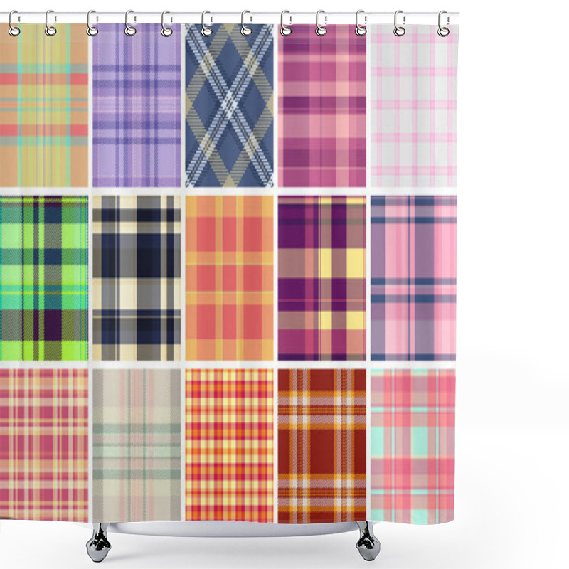 Personality  Plaid Textile Patterns Featuring Geometric Checks And Horizontal Stripes, Perfect For Shirts, Wallpaper, And Fabric Prints. Ideal For Adding A Rustic Or Trendy Touch To Clothing And Home Decor. Shower Curtains