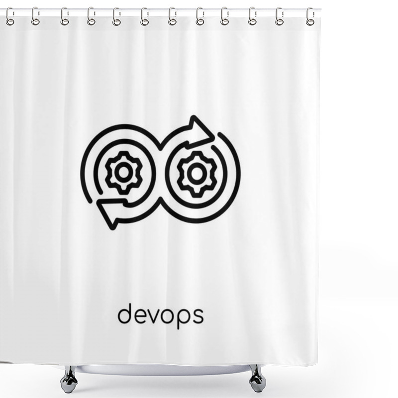 Personality  DEVOPS Icon. Trendy Modern Flat Linear Vector DEVOPS Icon On White Background From Thin Line Technology Collection, Editable Outline Stroke Vector Illustration Shower Curtains