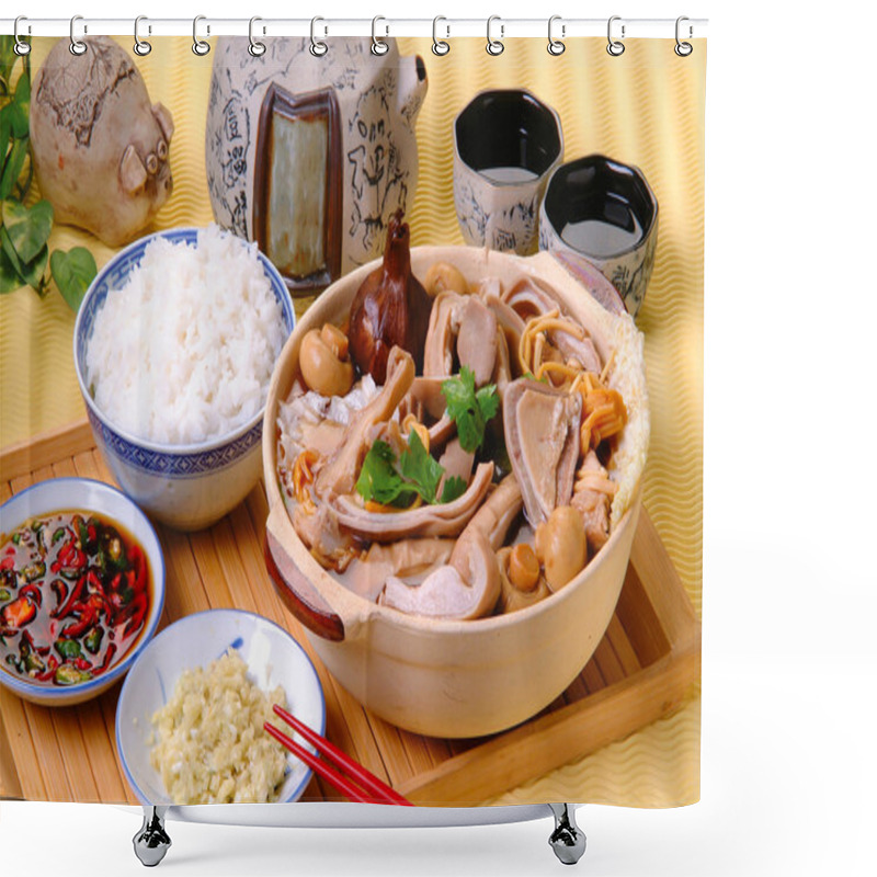 Personality  Ba Kut Teh. Malaysian Stew Of Pork And Herbal Soup,  Shower Curtains