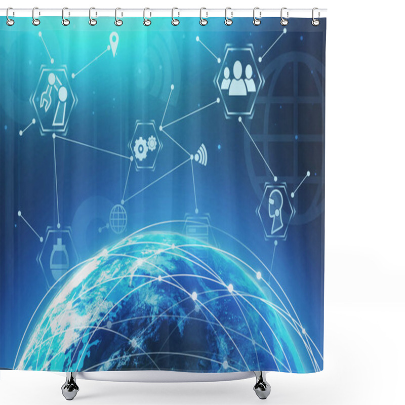 Personality  Business Interface And Planet Hologram Shower Curtains