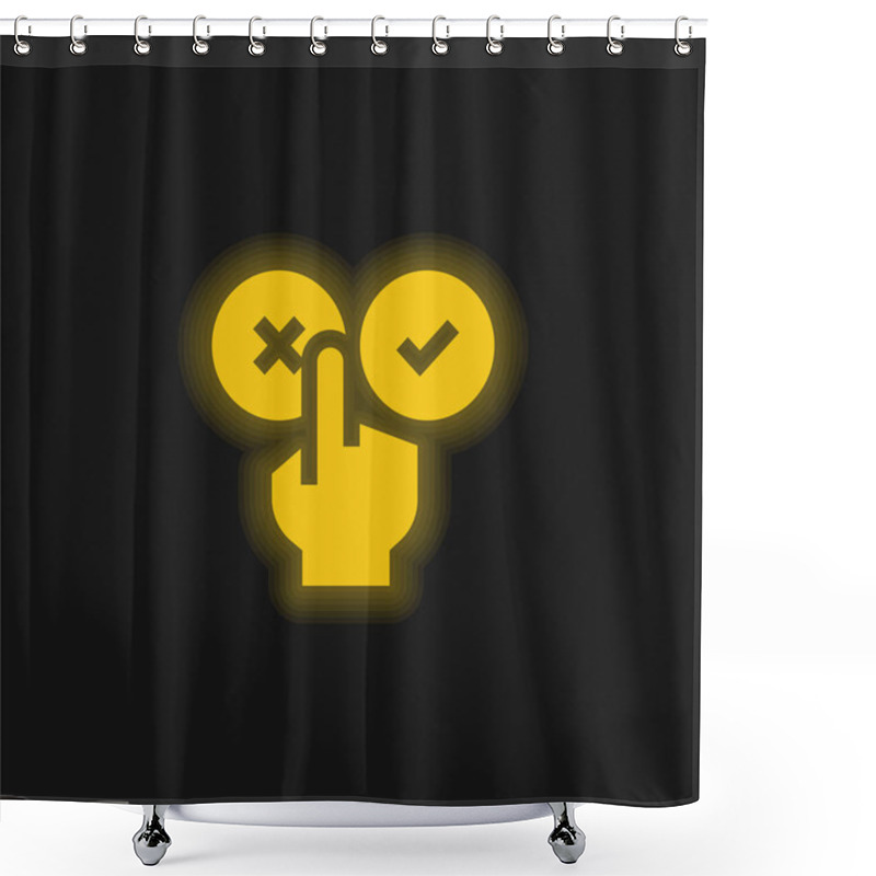 Personality  Bad Review Yellow Glowing Neon Icon Shower Curtains