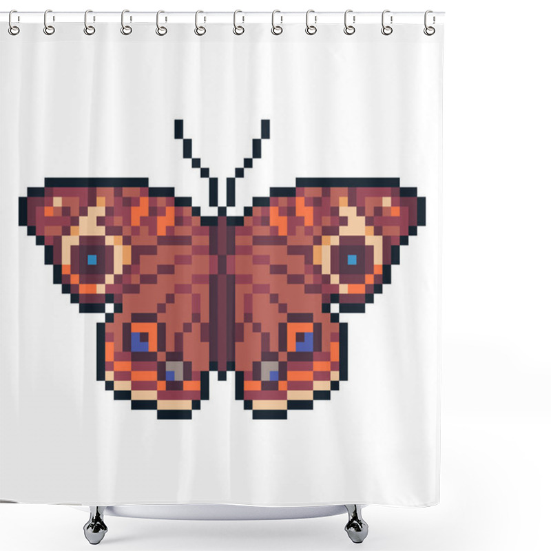 Personality  Pixel Art Vecto Buckey Butterfly Isolated On White Background. Shower Curtains