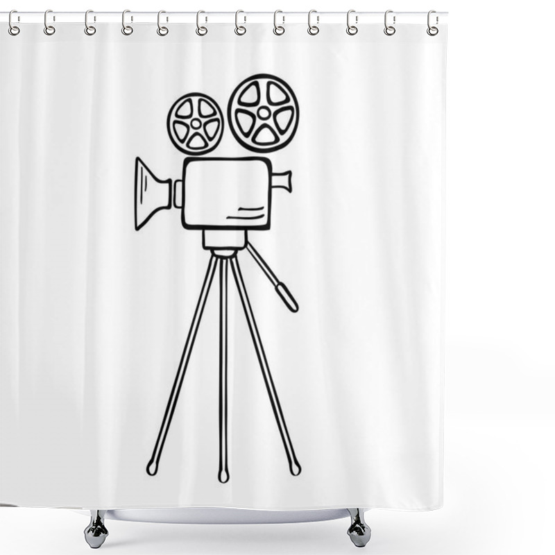 Personality  Movie Camera Vector Sketch Shower Curtains