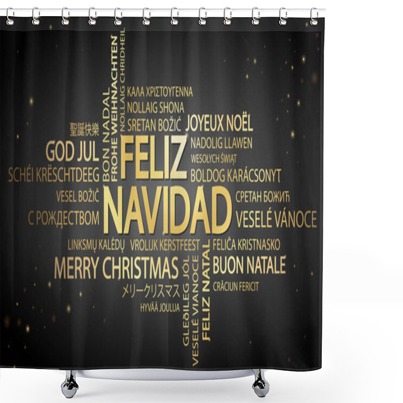 Personality  Word Cloud Merry Christmas (in Spanish) Shower Curtains