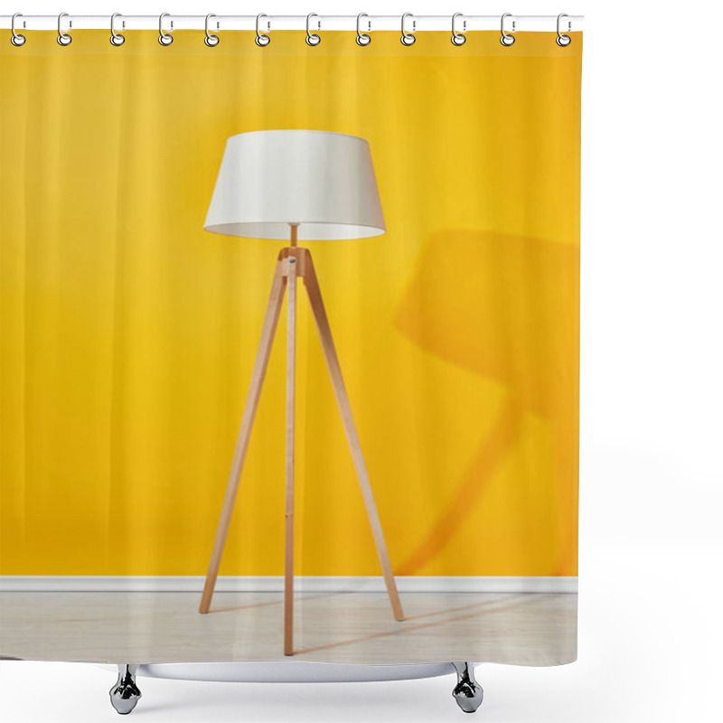 Personality  Minimalistic Floor Lamp Near Bright Yellow Wall Shower Curtains