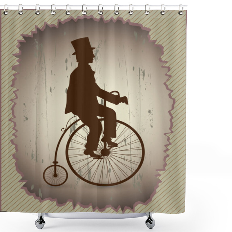 Personality  Retro Bike And A Gentleman Shower Curtains