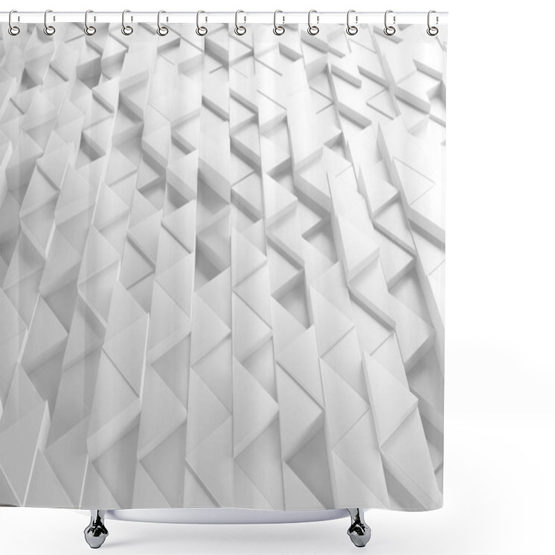 Personality  Geometric Abstract Background With White Triangular Patterns. 3d Render.. Shower Curtains