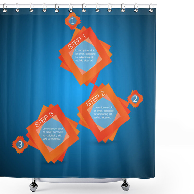 Personality  One Two Three Steps. Vector Banners. Shower Curtains