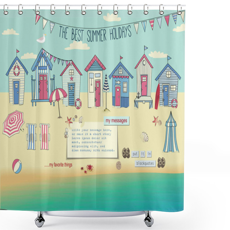 Personality  Beach Huts And Cabanas Shower Curtains