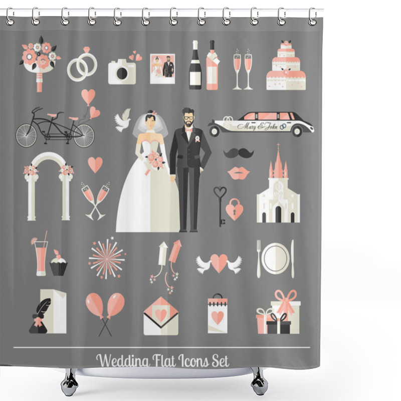 Personality  Wedding Symbols Set.  Shower Curtains