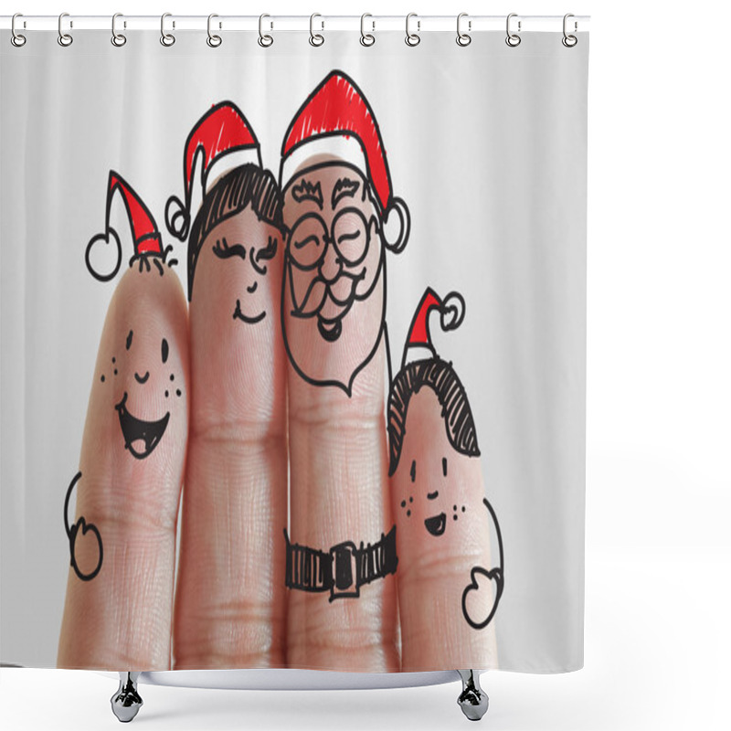 Personality  Fingers Family And Christmas Shower Curtains