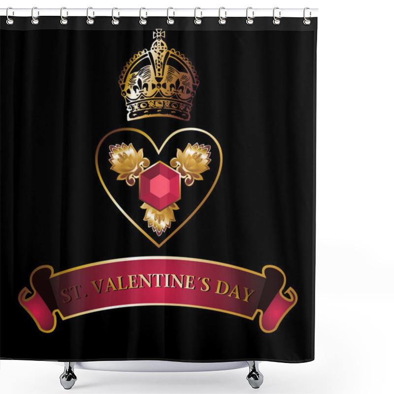 Personality  Golden Crown And Heart Symbol Shower Curtains