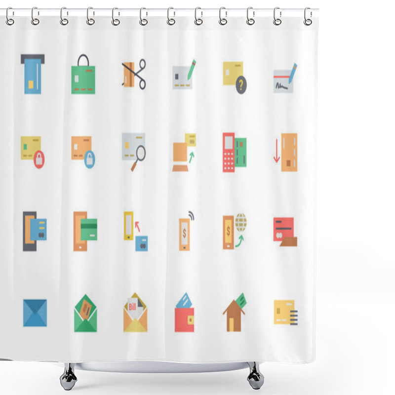 Personality  Flat Card Payment Vector Icons 2 Shower Curtains