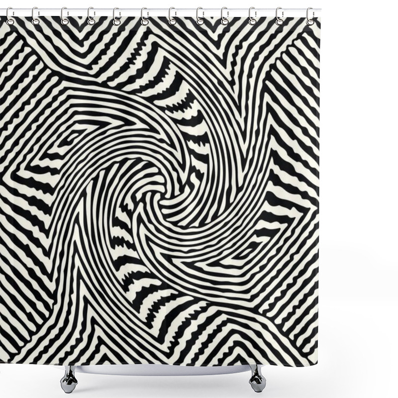 Personality  Abstract Wavy Lines Modern Marble Pattern. Geometric Optical Striped Waves, Art Design, Scarf, Marble, Fabric, Paper, Surface, Backdrop, Digital Print. Fashion And Home Design. Zebra Skin Style. Shower Curtains