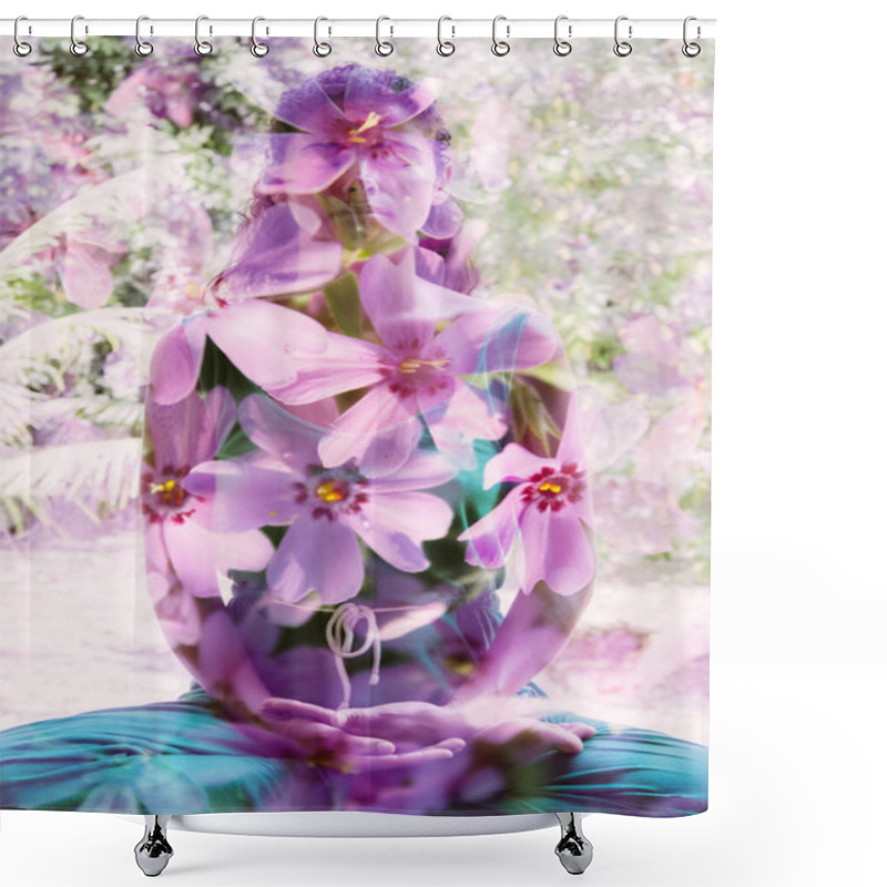 Personality  Woman Blended With Pink Flowers Shower Curtains