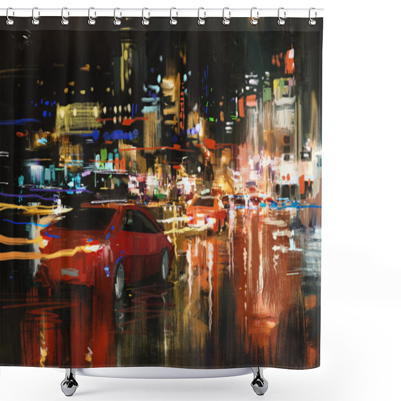 Personality  City Street At Night Shower Curtains