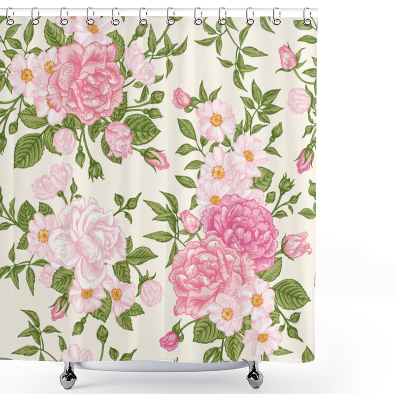 Personality  Pattern With Pink Roses Shower Curtains