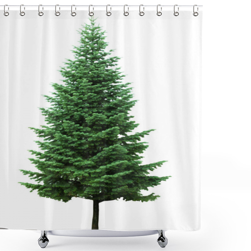 Personality  Christmas Tree, Isolated On White  Background. Fir Tree Without Decoration. Shower Curtains